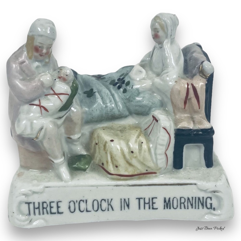 Staffordshire Figurine Three O'Clock In The Morning Antique Victorian‎ Fairing